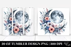 20 oz Tumbler Half Moon and Flowers Product Image 1
