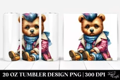 Watercolor Bear with Cool Haircut 20 Oz Tumbler Product Image 1
