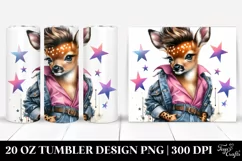 Watercolor Deer Model with Cool Haircut 20 Oz Tumbler Product Image 1