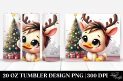 Baby Duck with Reindeer Horns PNG Product Image 1