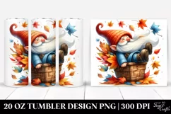 Colorful Watercolor Gnome Tumbling with Autumn Leaves | 20 Product Image 1