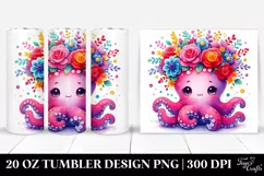 Cartoon-Style Vibrant Octopus 20 Oz Tumbler Product Image 1