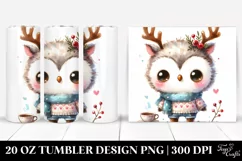 Baby Owl with Reindeer Horns PNG Product Image 1