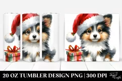 Baby Collie with Santa Hat PNG Product Image 1