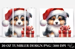 Baby Collie with Santa Hat PNG Product Image 1