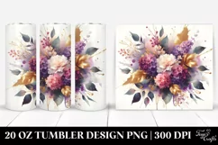 Vibrant Abstract Bouquet with Gold Foil | 20 Oz Tumbler Product Image 1