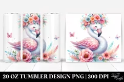 Cartoon-Style Flamingo 20 Oz Tumbler Product Image 1