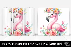 Cartoon-Style Flamingo 20 Oz Tumbler Product Image 1