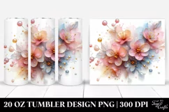 Abstract Glossy Cherry Blossom Clipart 20 Oz Tumbler Product Image 1
