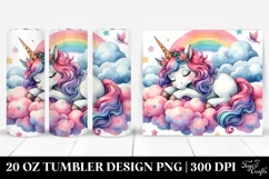 Colorful Unicorn Napping on a Cloud | 20 Oz Tumbler Product Image 1