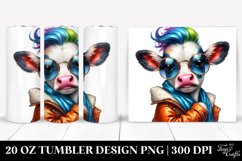 Baby Cow with Cool Haircut, Transparent 20 Oz Tumbler Product Image 1