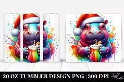 Colorful Hippo Sipping | 20 oz Tumbler Product Image 1
