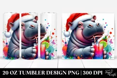 Colorful Hippo Sipping | 20 oz Tumbler Product Image 1