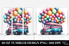Vintage Bus with Huge Balloons | 20 oz Tumbler Product Image 1