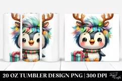 Expressive Penguin with Crazy Haircut and Reindeer Horns Product Image 1