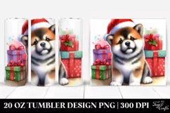 Baby Akita with Santa Hat PNG Product Image 1