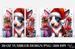 Baby Bull Terrier with Santa Hat PNG Product Image 1