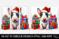 Baby Bull Terrier with Santa Hat PNG Product Image 1