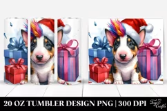Baby Bull Terrier with Santa Hat PNG Product Image 1