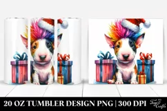 Baby Bull Terrier with Santa Hat PNG Product Image 1