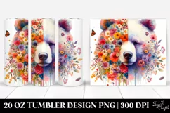 Vibrant Retro Bear Watercolor Design. 20 Oz Tumbler Product Image 1