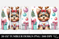 Baby Yorkshire Terrier with Reindeer Horns PNG Product Image 1