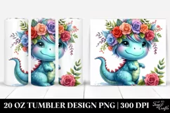 Cute Baby Dinosaur with Floral Wreath, Transparent PNG Product Image 1