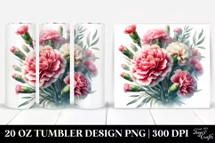 Vibrant Carnation Watercolor | 20 oz Tumbler Product Image 1