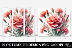 Vibrant Carnation Watercolor | 20 oz Tumbler Product Image 1