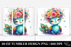 Cartoon Peacock with Flower Crown Clipart Product Image 1