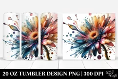 Colorful Watercolor Splash Gerbera 20 oz Tumbler Product Image 1