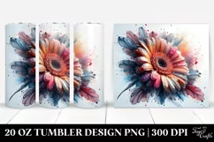 Colorful Watercolor Splash Gerbera 20 oz Tumbler Product Image 1