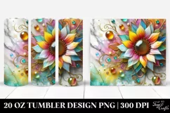 Colorful Sunflower Marble Background | 20 Oz Tumbler Product Image 1