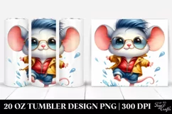 Cute Baby Mouse in Vibrant Watercolor Drawing | 20 oz Product Image 1