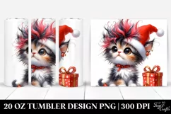 Expressive Kitten with Crazy Haircut and Santa Hat Product Image 1