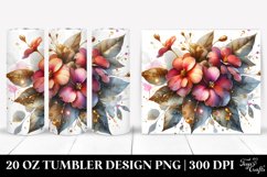 20 Oz Tumbler Sublimation | Watercolor Impatiens with Golden Product Image 1