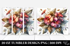 20 Oz Tumbler Sublimation | Watercolor Impatiens with Golden Product Image 1