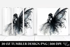 Washed Watercolor Gothic Fairy, Transparent 20 Oz Tumbler Product Image 1