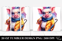 Cute Baby Pig with Cool Haircut and Raincoat Product Image 1