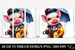 Cute Baby Pig with Cool Haircut and Raincoat Product Image 1