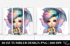 Expressive Baby Fairy with Umbrella PNG Product Image 1