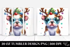 Expressive Winter Bulldog with Reindeer Horns Product Image 1