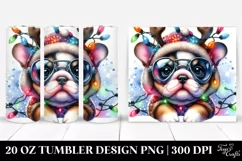 Expressive Winter Bulldog with Reindeer Horns Product Image 1