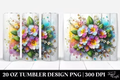 20 Oz Tumbler Sublimation | Colorful Primrose on Wooden Product Image 1