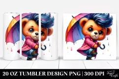 Cute Baby Bear in Vibrant Watercolor Drawing | 20 oz Tumbler Product Image 1
