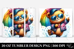Cute Baby Bear in Vibrant Watercolor Drawing | 20 oz Tumbler Product Image 1