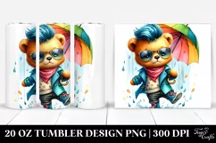 Cute Baby Bear in Vibrant Watercolor Drawing | 20 oz Tumbler Product Image 1