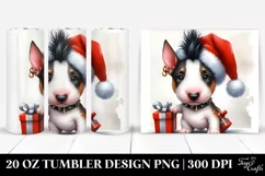 Cute Baby Bull Terrier with Crazy Haircut and Santa Hat Product Image 1