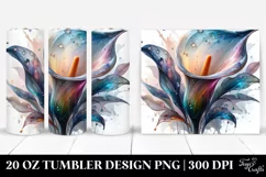 Shiny Calla Lily Watercolor Splash | 20 Oz Tumbler Product Image 1