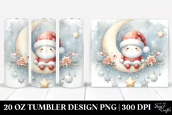 Cute Santa on Moon Pastel Digital Painting | 20 oz Tumbler Product Image 1